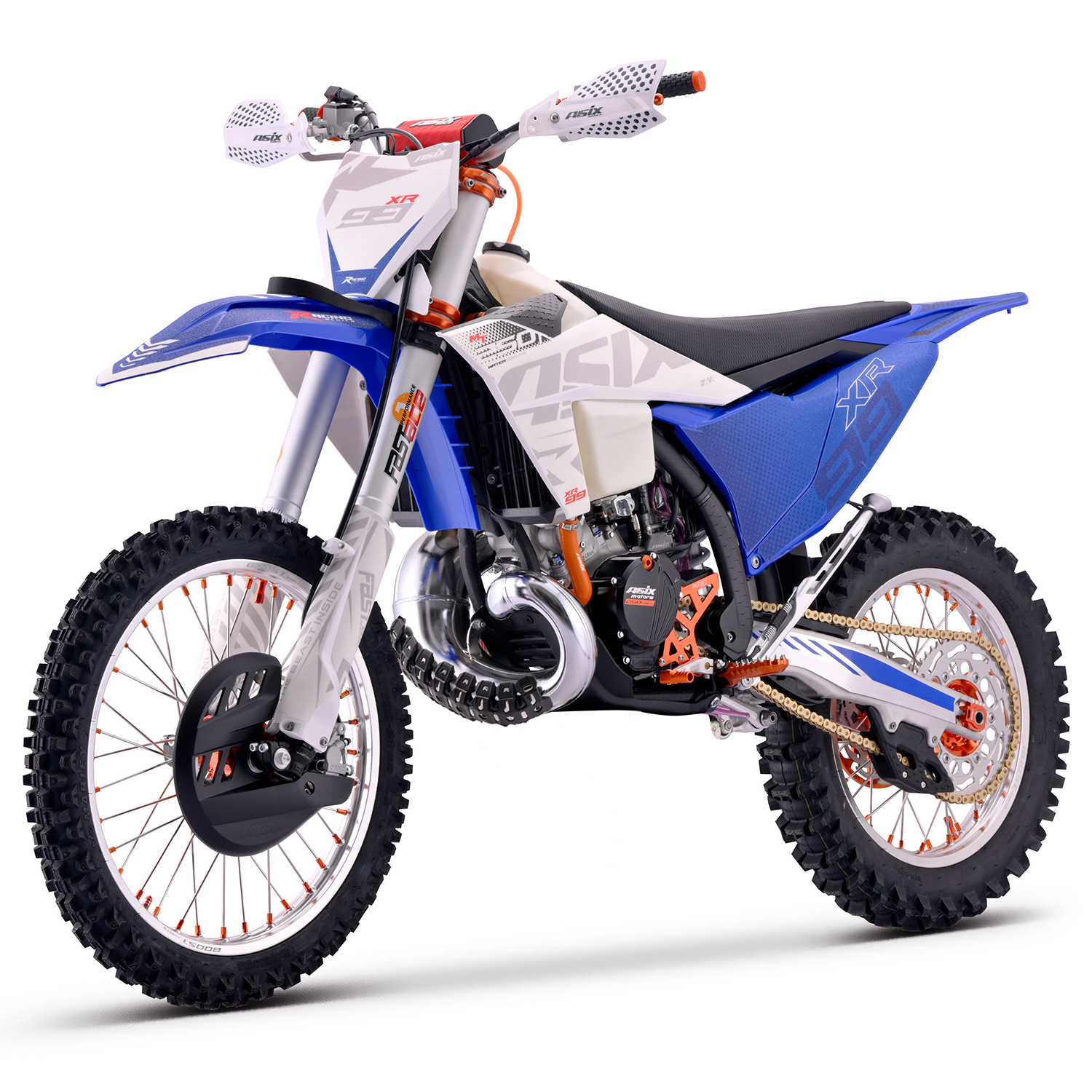 MOTOCICLETE & ATV - Motocicleta Cross/Enduro Asix XR99 2T, 250cc, roti 21/18", pornire electric, racire apa, culoare alb/albastru