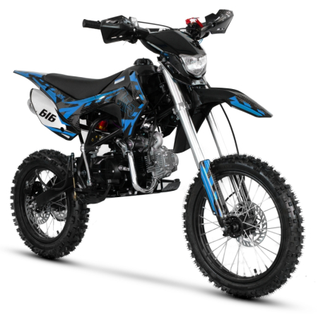 Motociclete & ATV - Motocicleta Cross/Enduro copii, XTR 616, 125cc, roti 14/17, cu far, pornire electromotor, culoare negru/albastru