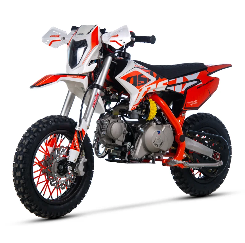 Motociclete & ATV - Motocicleta Enduro/Cross Asix XB18, 70cc, 4T, roti 12"/10", pornire electromotor, culoare portocaliu/gri