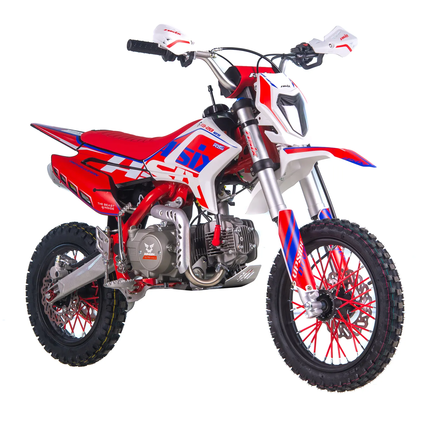 MOTOCICLETE & ATV - Motocicleta Enduro/Cross Asix XB28 125cc, 4T, roti 14"/12", cu far, pornire electromotor, culoare rosu/albastru