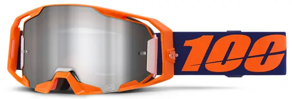 Echipament Cross & ATV - Ochelari atv/cross 100% Armatic, lentila oglinda argintie, culoare rama portocaliu fluo