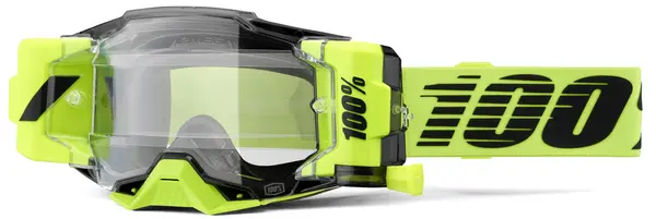 Echipament Cross & ATV - Ochelari atv/cross 100% Armega ForeCast Roll-Off, lentila clara, culoare rama galben neon