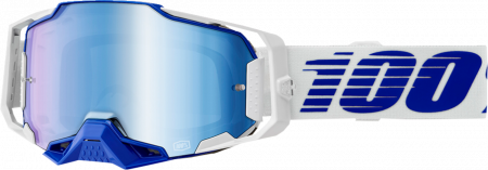 Ochelari - Ochelari cross/atv 100% Armega Blue, lentila oglinda, culoare rama alb/albastru