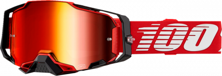 Ochelari - Ochelari cross/atv 100% Armega Red, lentila oglinda, culoare rama rosu/negru