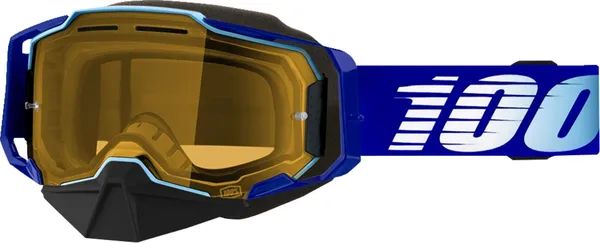 Ochelari - Ochelari cross/atv 100% Armega Snow , lentila galbena, culoare rama albastru