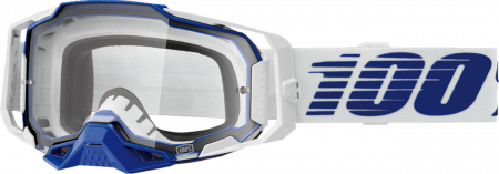 Ochelari - Ochelari cross/atv 100% Armega White, lentila clara, culoare rama alb/albastru