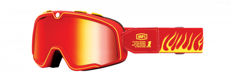 ECHIPAMENTE - Ochelari cross/atv 100% Barstow DHT Spry, lentila oglinda, culoare rama rosu/galben