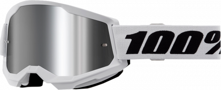 ECHIPAMENTE - Ochelari cross/atv 100% Strata 2 Junior White, lentila oglinda, culoare rama alb