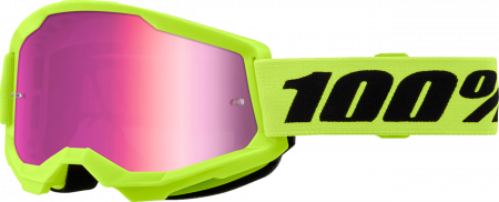 ECHIPAMENTE - Ochelari cross/atv 100% Strata 2 Neon Yel, lentila oglinda, culoare rama galben neon