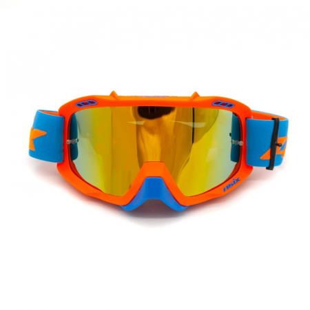ECHIPAMENTE - Ochelari cross/atv/enduro, Asix AS2, lentila galbena, culoare rama portocaliu/albastru mat