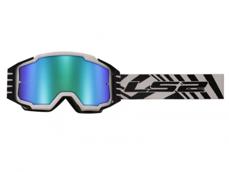Ochelari - Ochelari cross/enduro/atv LS2, lentila oglinda, culoare alb/negru