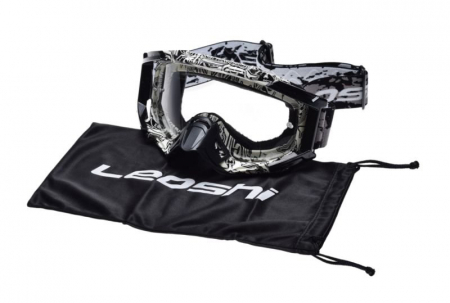 Ochelari - Ochelari enduro/cross/atv Leoshi, sticla clara anti-aburire, culoare negru/alb