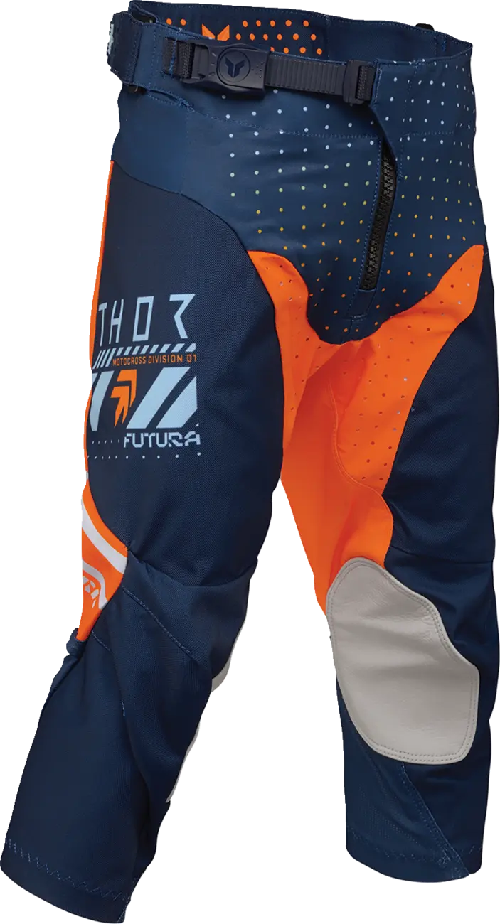 Pantaloni - Pantaloni atv/cross copii Thor Launchmode Futura, culoare bleumarin/portocaliu, marime 24