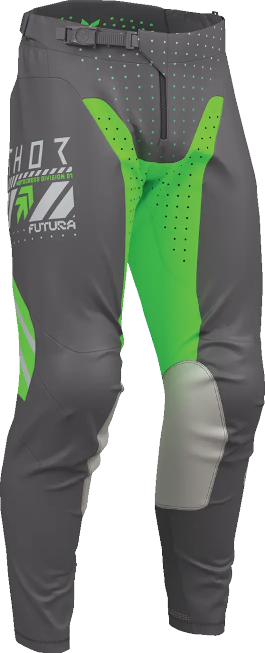 Pantaloni - Pantaloni atv/cross Thor Launchmode Futura, culoare gri/verde, marime 28