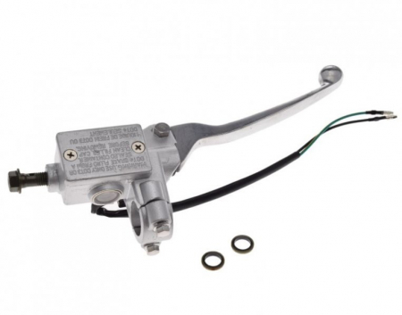 Suspensie Cadru - Pompa frana hidraulica cu maneta, pentru fata, filet cablu M10, culoare argintiu