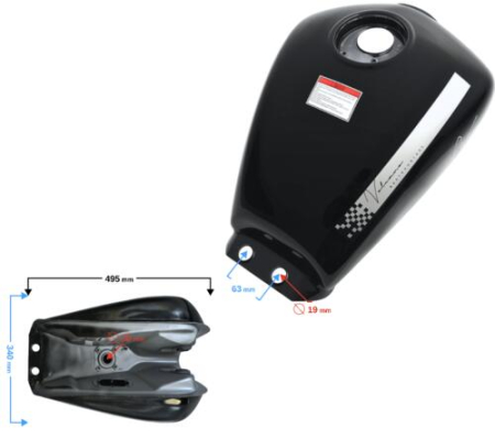 Rezervor / Buson rezervor - Rezervor de combustibil negru pentru moped Volcano / Euro 5