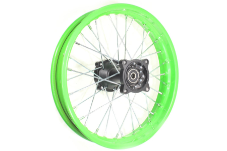Roti complete - Roata spate cross 1.85-14'', 125cc, cerc verde