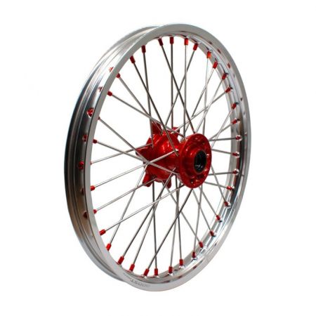 Roti complete - Roata fata cross 300cc, 21 inch" x 1.60 latime, din aluminiu, Boost Parts Racing, nipluri si butuc portocaliu