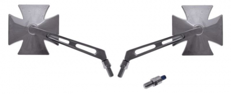 Suspensie Cadru - Set 2 oglinzi, din metal, in forma de cruce malteza, filet stanga + dreapta, diametru 10mm