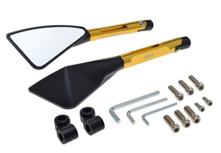 Oglinzi - Set 2 oglinzi moto/atv ajustabile, brat de metal, culoare auriu/negru