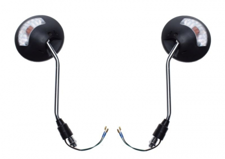 SUSPENSIE CADRU - Set 2 oglinzi moto/atv rotunde cu semnalizari, M10x1.25, culoare negru