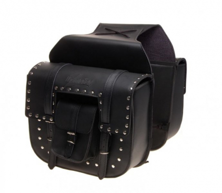 TRANSPORT & DEPOZITARE - Set genti laterale Chopper, cu capse, curele din piele naturala