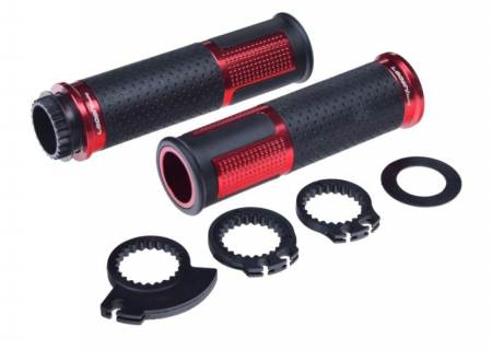 Mansoane - Set mansoane moto metal/cauciuc, model 654, culoare negru/rosu