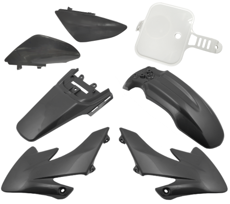 Suspensie Cadru - Set plasticuri motocross Dirt bike 125, culoare negru/alb
