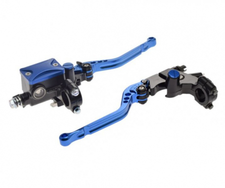 Suspensie Cadru - Set pompa frana + maneta ambreaj rabatabile, culoare albastru
