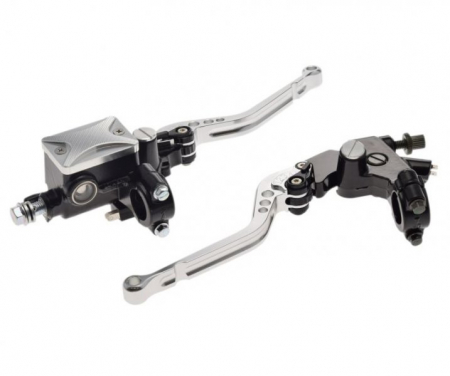 Suspensie Cadru - Set pompa frana + maneta ambreaj rabatabile, culoare argintiu