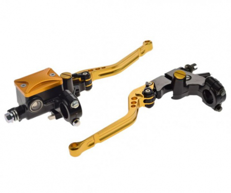 Suspensie Cadru - Set pompa frana + maneta ambreaj rabatabile, culoare galben