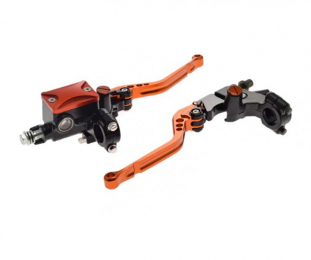 Suspensie Cadru - Set pompa frana + maneta ambreaj rabatabile, culoare portocaliu