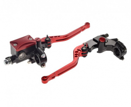 Suspensie Cadru - Set pompa frana + maneta ambreaj rabatabile, culoare rosu