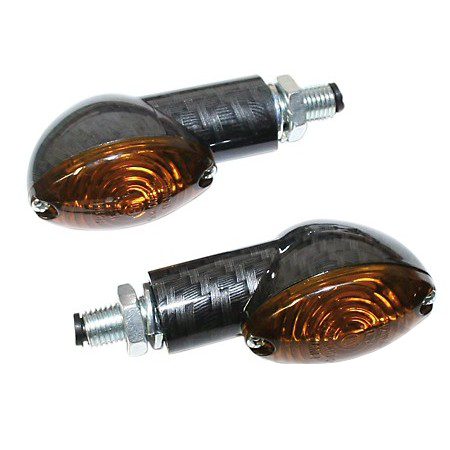 Semnalizari - Set semnalizari Cateye 12V/21W brat scurt 20mm prindere M10 carbon sticla fumurie