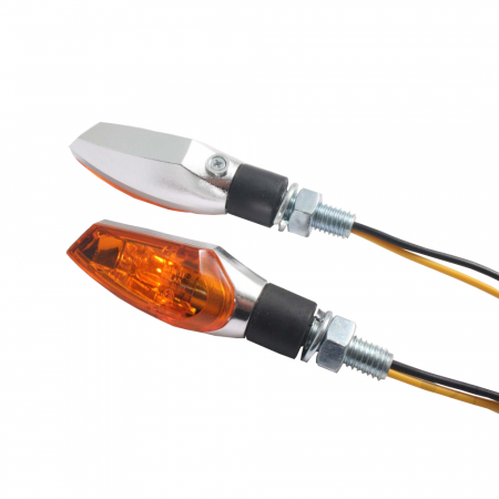 Semnalizari - Set semnalizari JMP 12V H6W brat scurt prindere M8 culoare argintiu