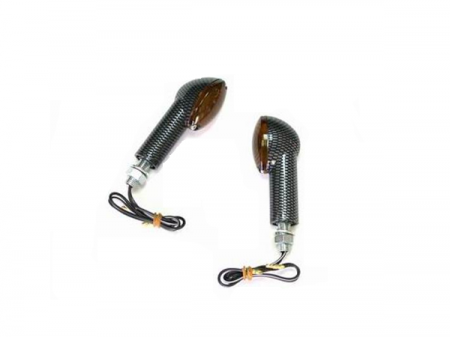 Semnalizari - Set semnalizari JMP Cateye, 12V/21W, brat lung, prindere M10, carbon, sticla fumurie