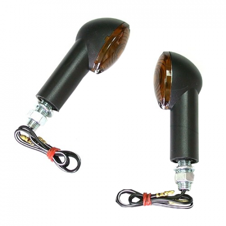 Semnalizari - Set semnalizari mini Cateye JMT 12V 21W BAY9S M10 x 22 mm culoare negru sticla fumurie