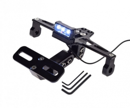 Suspensie Cadru - Suport numar + lampa, pentru moto & atv, aluminiu, culoare negru, universal