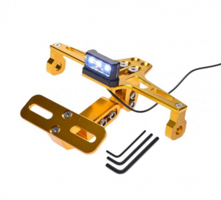Suport numar - Suport numar si lampa moto & atv, din aluminiu, culoare auriu, universal