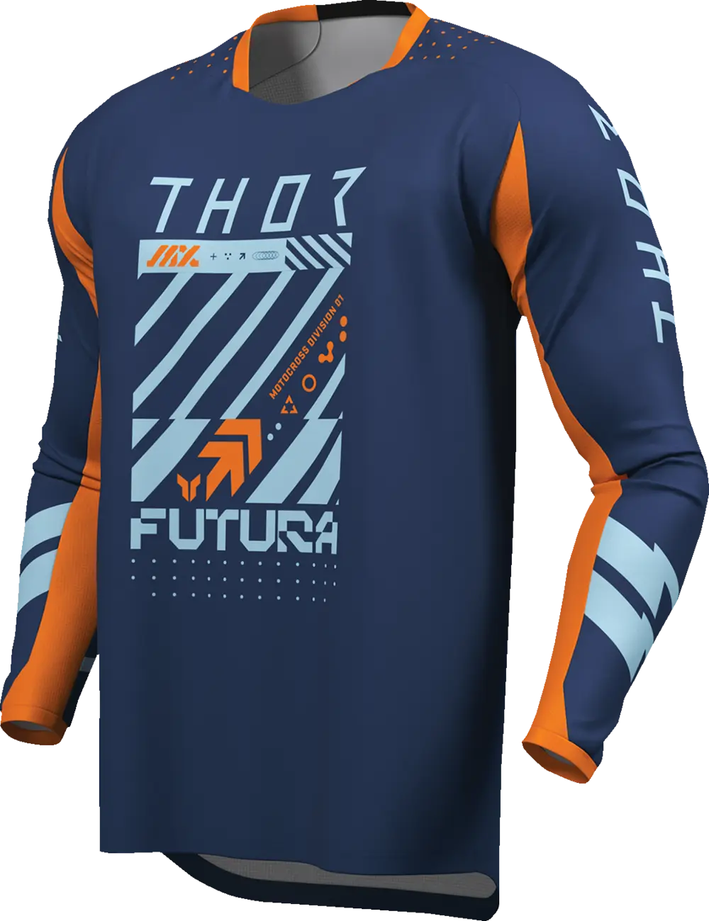 Echipament Cross  & ATV - Tricou atv/cross copii Thor Launchmode Futura, culoare bleumarin/portocaliu, marime YL