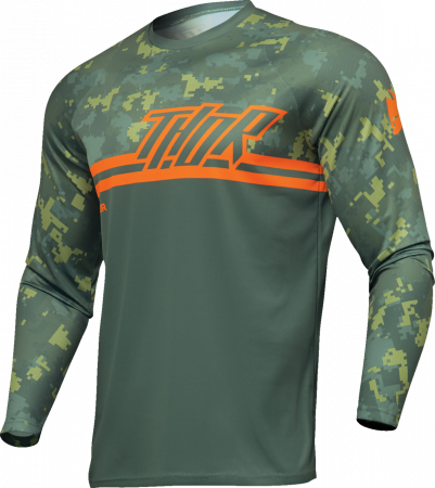 Tricouri - Tricou atv/cross copii Thor Sector Digi Camo, culoare verde/camo, marime YS