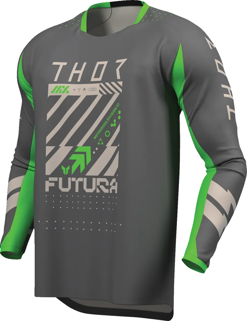 Tricouri - Tricou atv/cross Thor Launchmode Futura, culoare gri/verde, marime M
