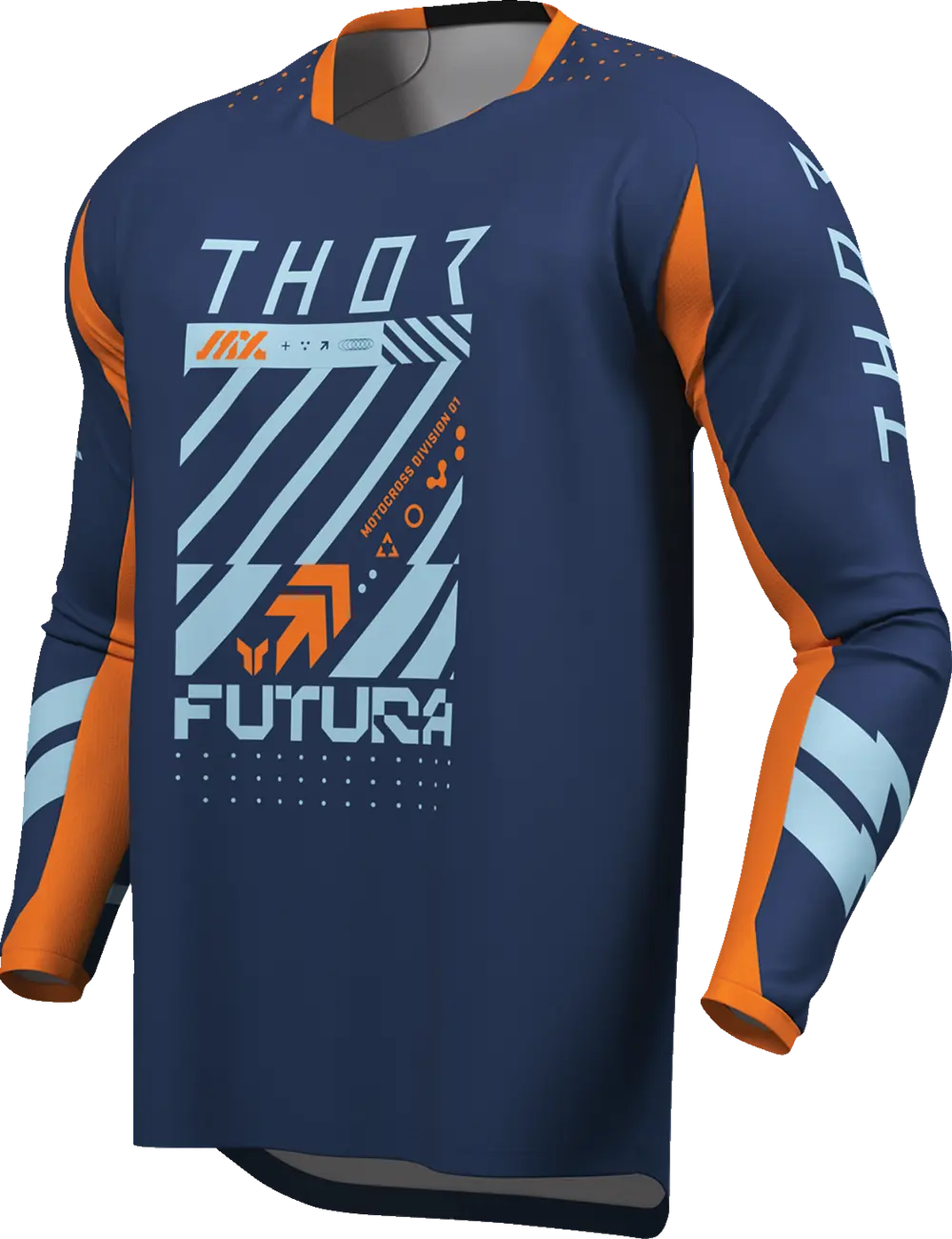 Tricouri - Tricou atv/cross Thor Launchmode Futura, culoare bleumarin/portocaliu, marime M