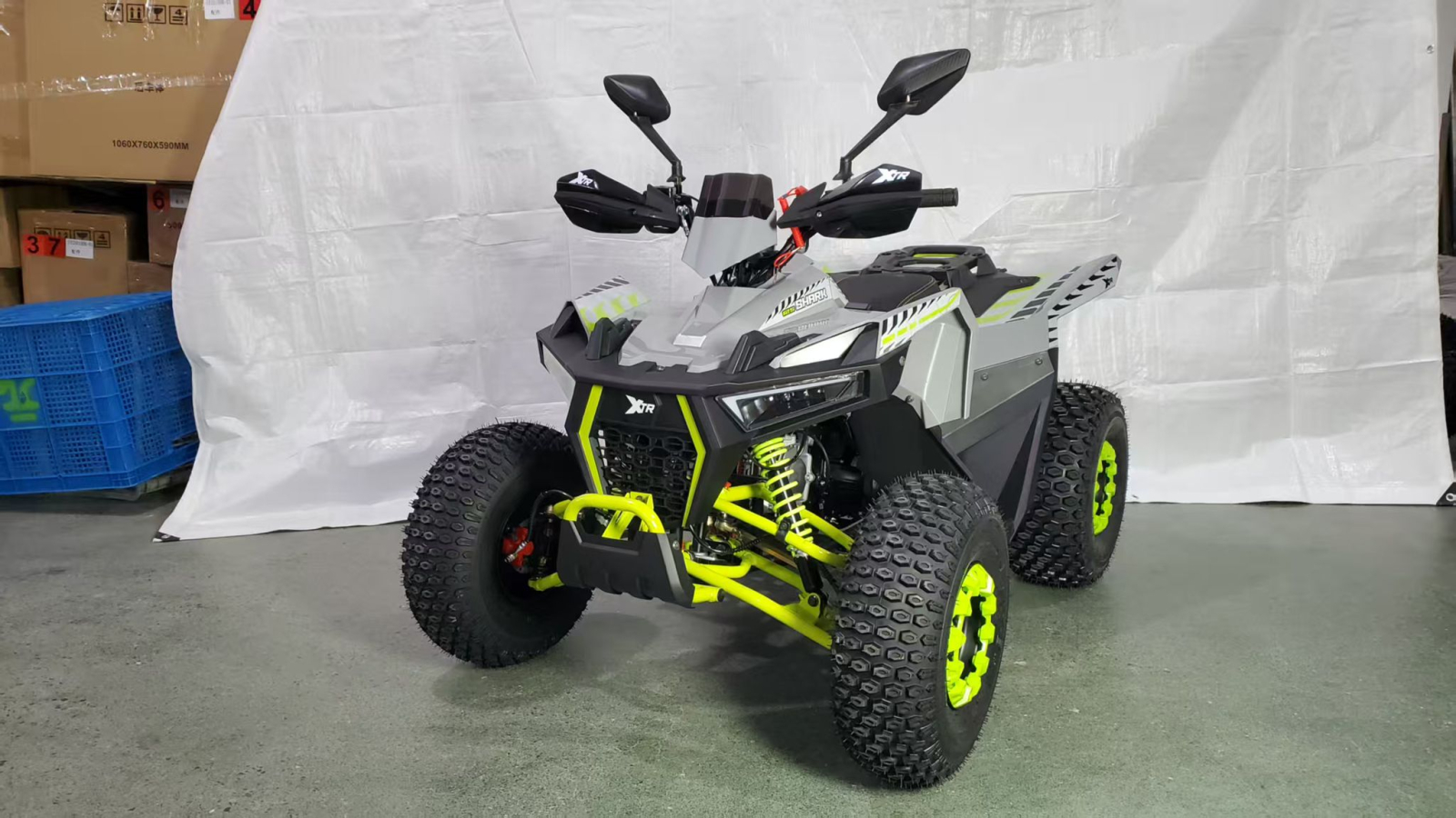 ATV copii XTR 022 ProShark 125cc, 8 inch, 1+1 viteze, pornire electrică, gri-lime [1]