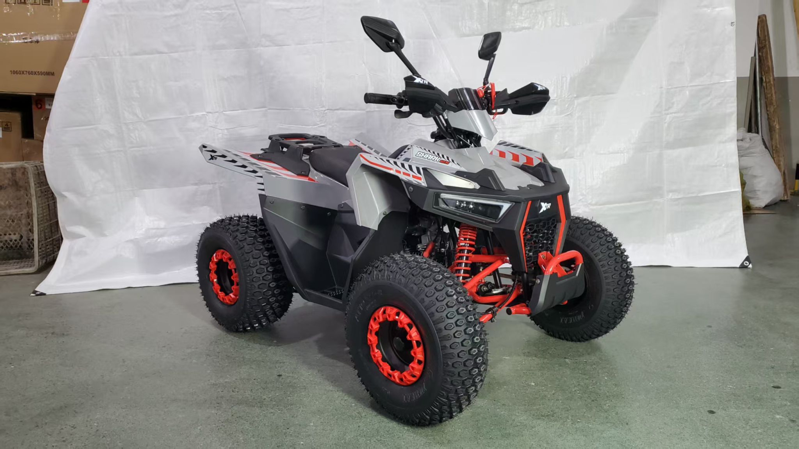 ATV copii XTR 022 ProShark 125cc, 8 inch, 3+1 viteze, pornire electrică, gri-rosu [1]