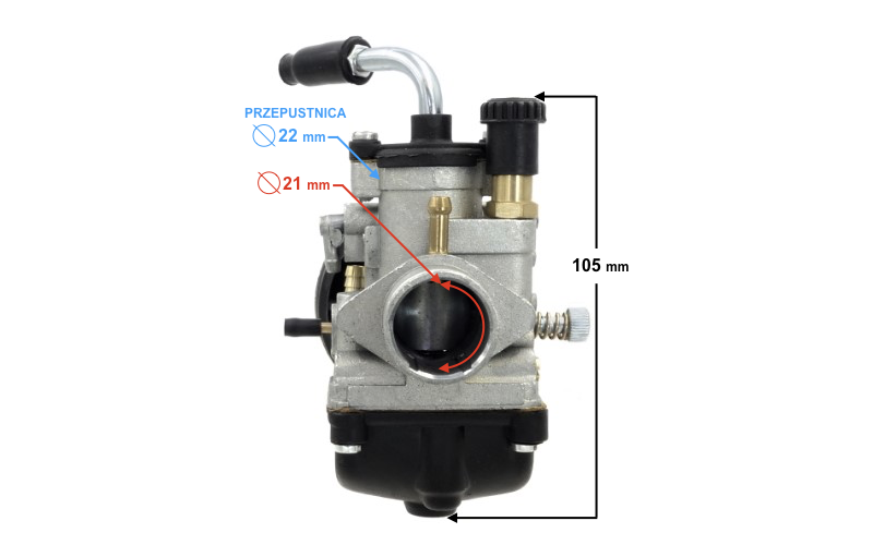 Carburator AM6, 50cc 2T, t. 22mm, soc manual [3]