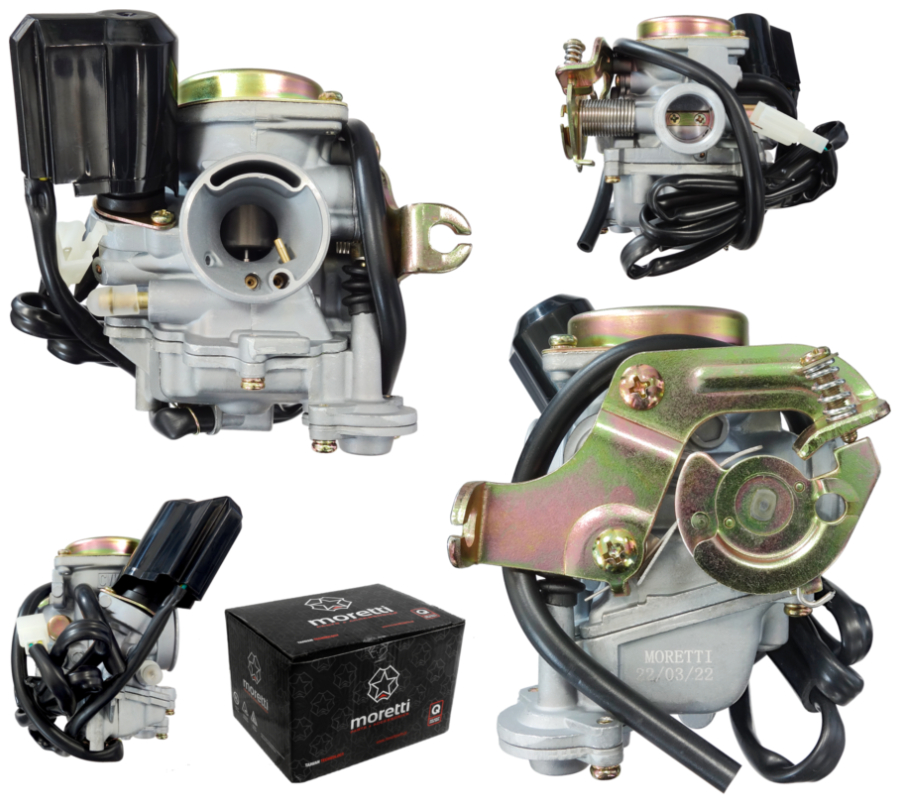 Carburetor Moretti GY6, 50cc 4T, t.18 mm, soc automat, capac metalic [1]
