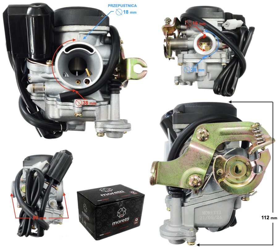 Carburetor Moretti GY6, 50cc 4T, t.18 mm, soc automat, capac de plastic [1]