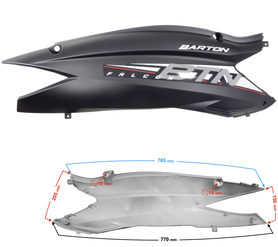 Carenă spate dreapta gri mat pentru scuter Falcon 2 [1]