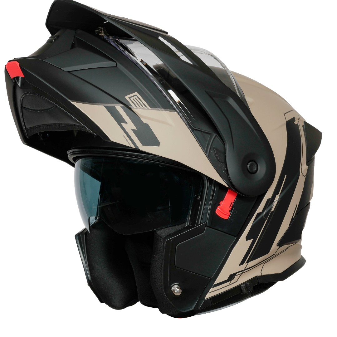 Casca moto Origine Adventure Cyborg rabatabila cu ochelari, culoare nisipiu/negru, marime L [1]
